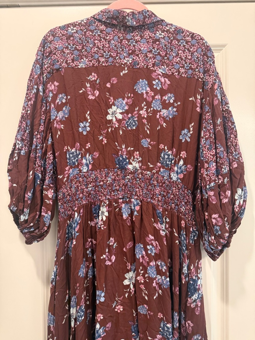 Free People Brown Maxi Dress with Blue and Pink Floral Print - Picture 9 of 10